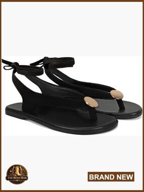 Strappy Suede Flat Sandals with Metal Circular